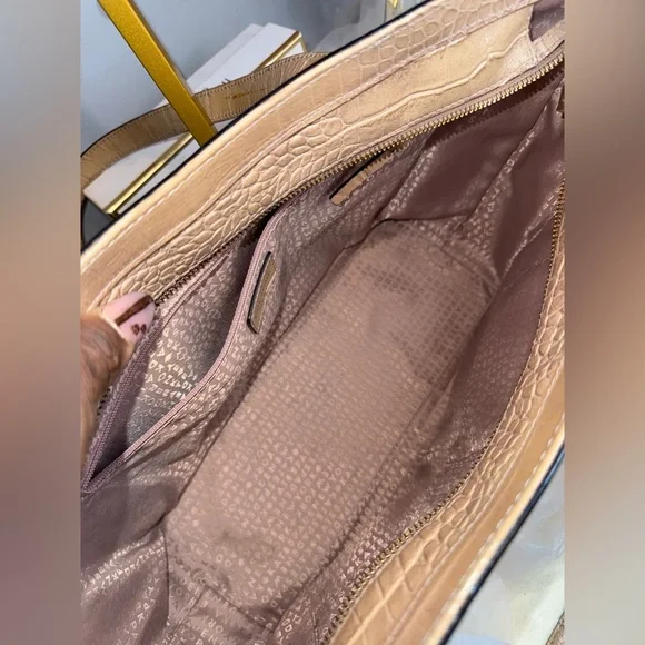 Huge Kate Spade Storybook lined Croc Embossed Cream Shoulder Bag - Picture 5 of 9